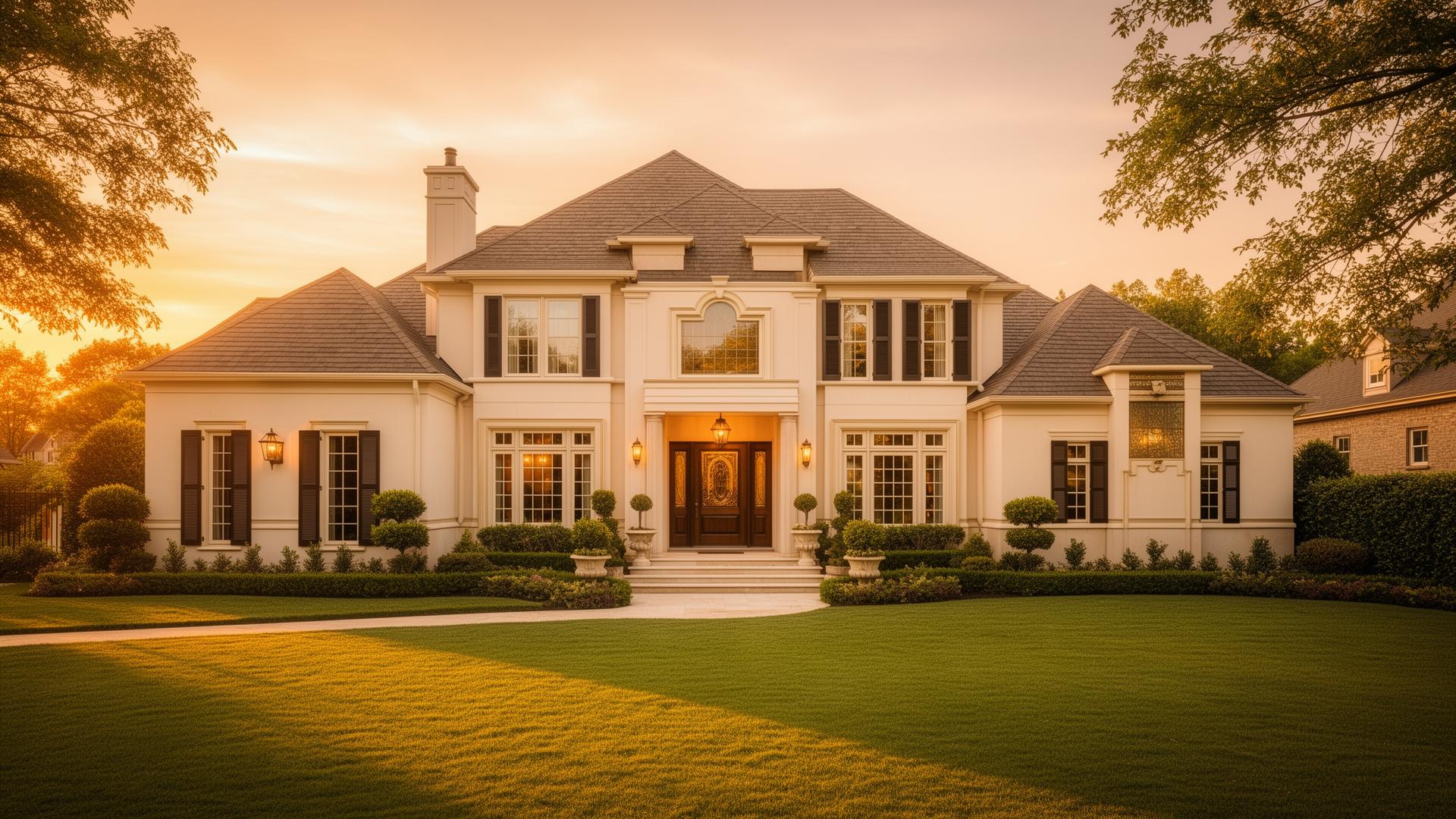 Hogar familiar al atardecer